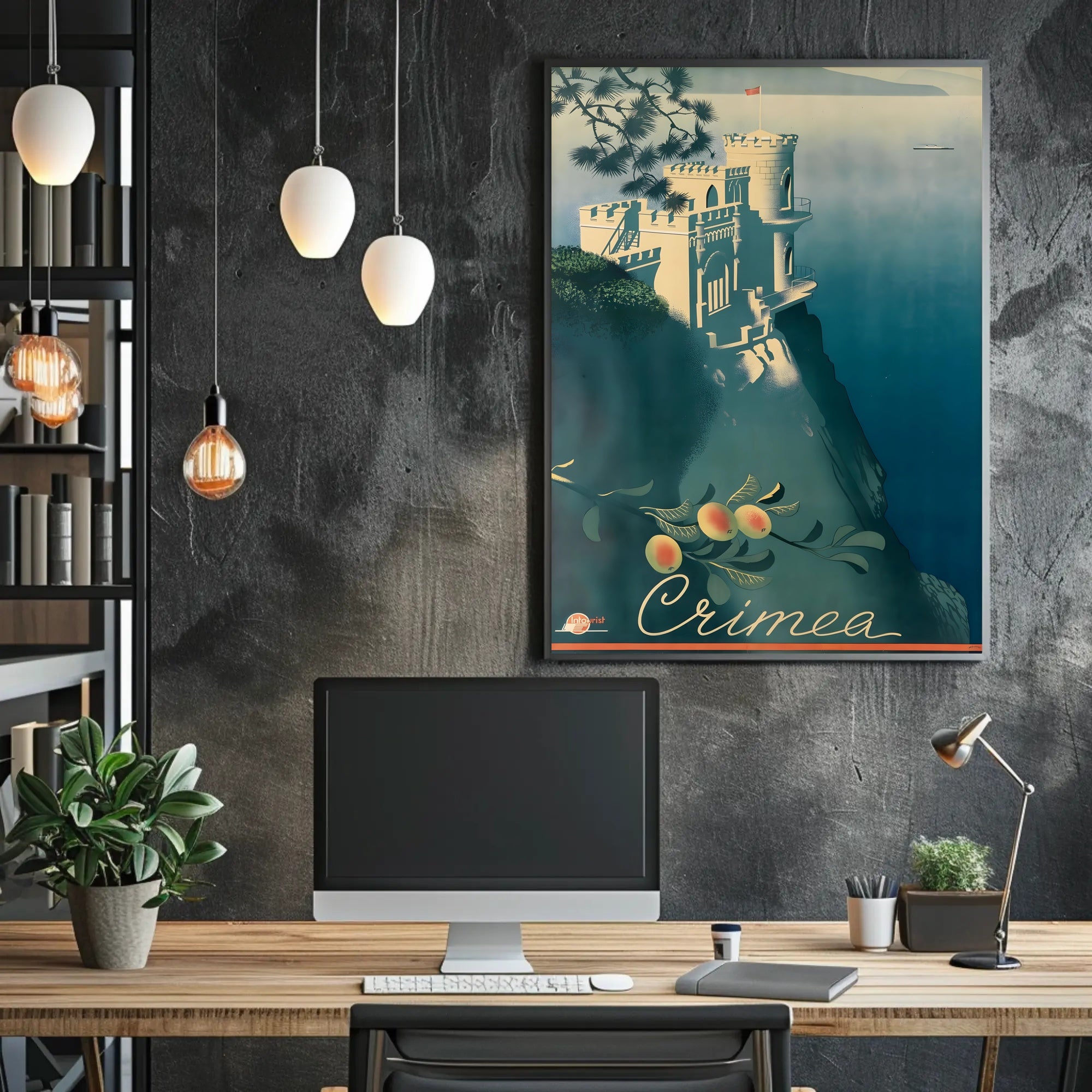 Crimea Coastal Castle Vintage Travel Poster PosterGoat