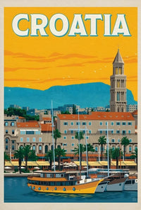 Croatia Coastal Cityscape Travel Poster PosterGoat