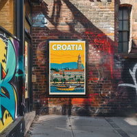 Croatia Coastal Cityscape Travel Poster PosterGoat