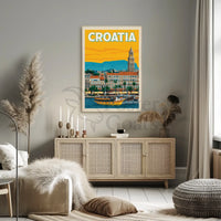 Croatia Coastal Cityscape Travel Poster PosterGoat