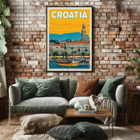 Croatia Coastal Cityscape Travel Poster PosterGoat