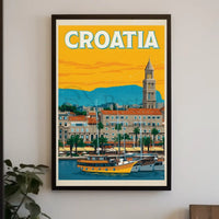 Croatia Coastal Cityscape Travel Poster PosterGoat