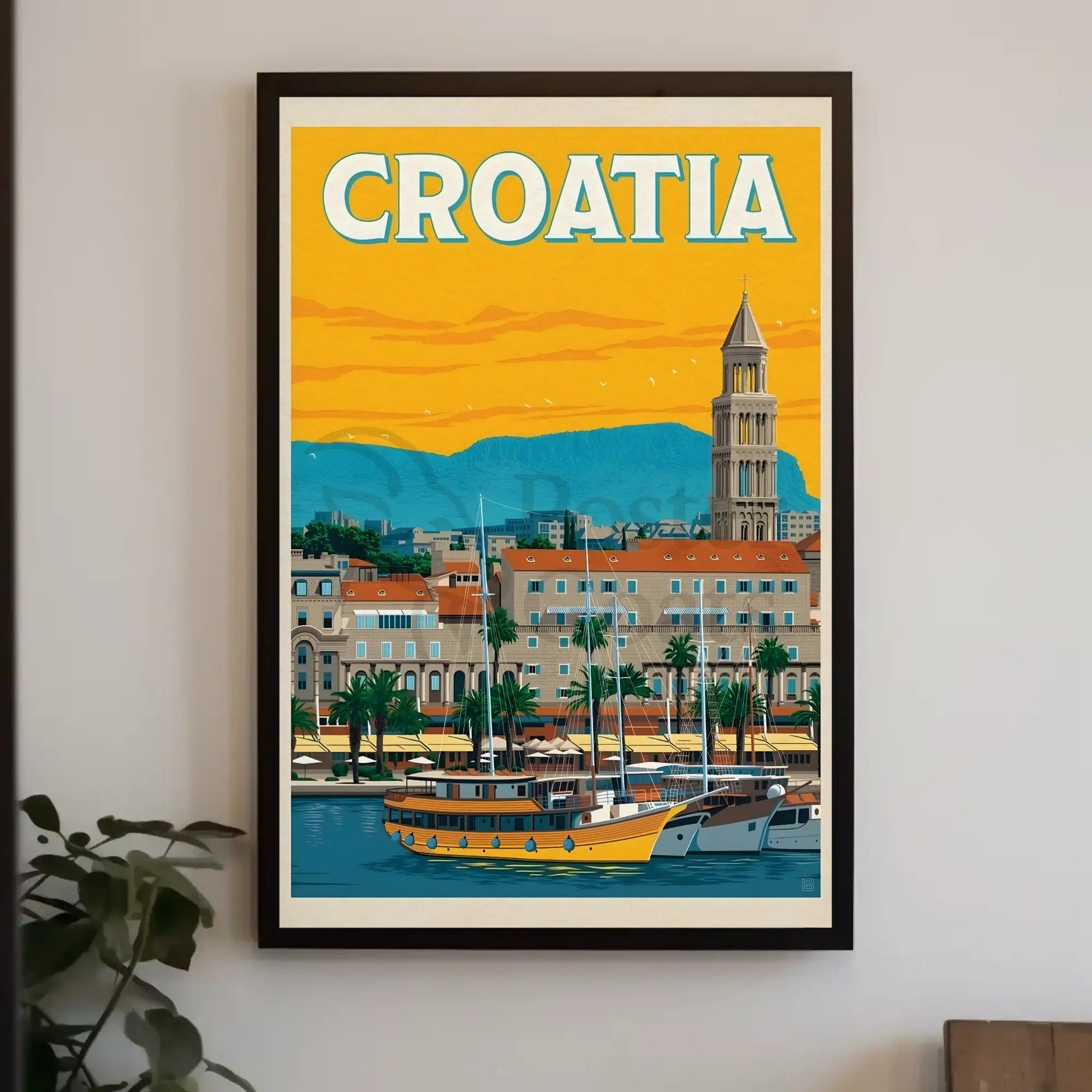 Croatia Coastal Cityscape Travel Poster PosterGoat