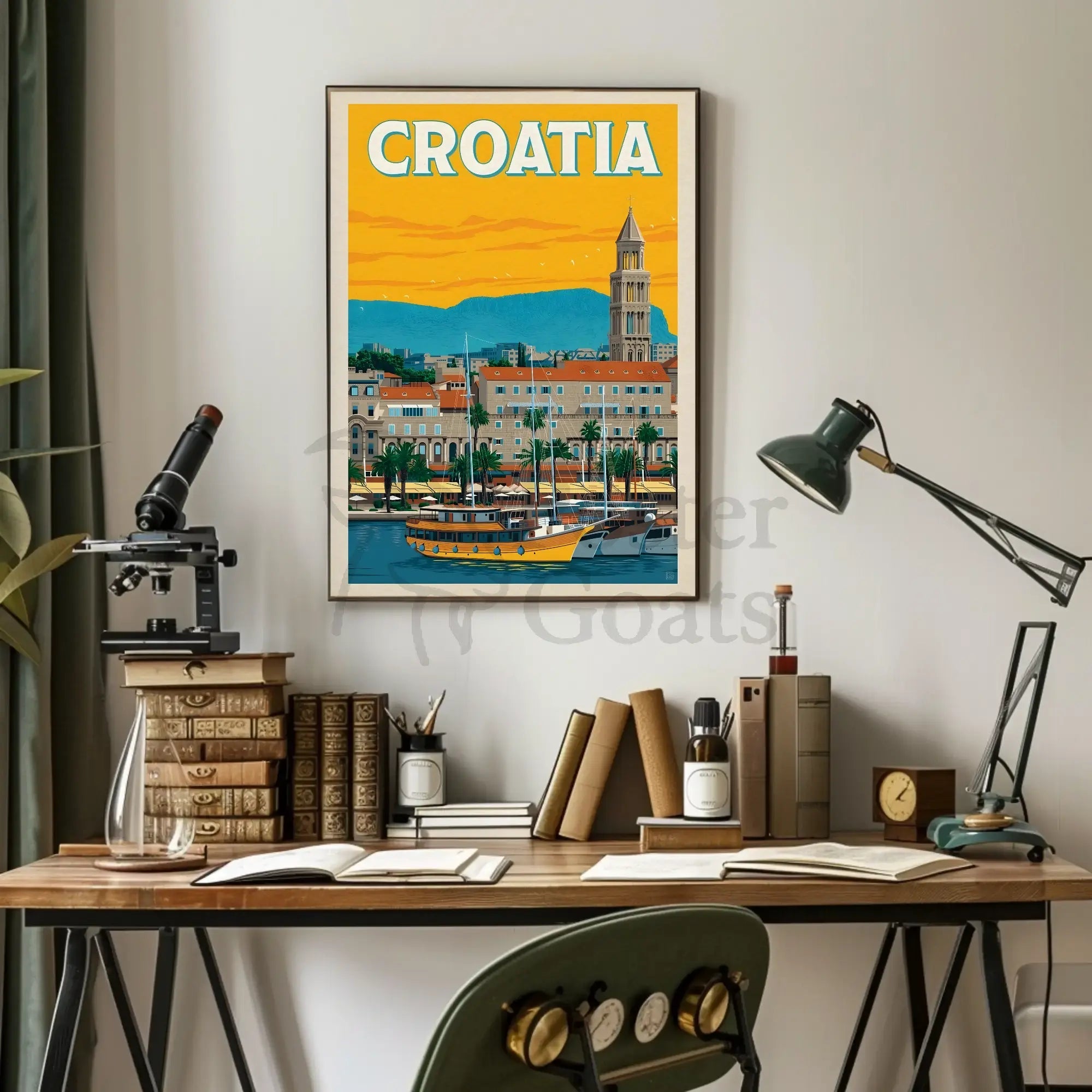 Croatia Coastal Cityscape Travel Poster PosterGoat