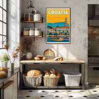 Croatia Coastal Cityscape Travel Poster PosterGoat