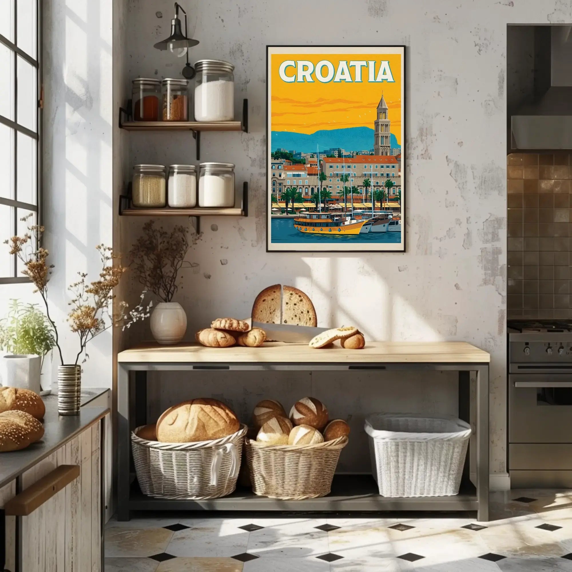 Croatia Coastal Cityscape Travel Poster PosterGoat