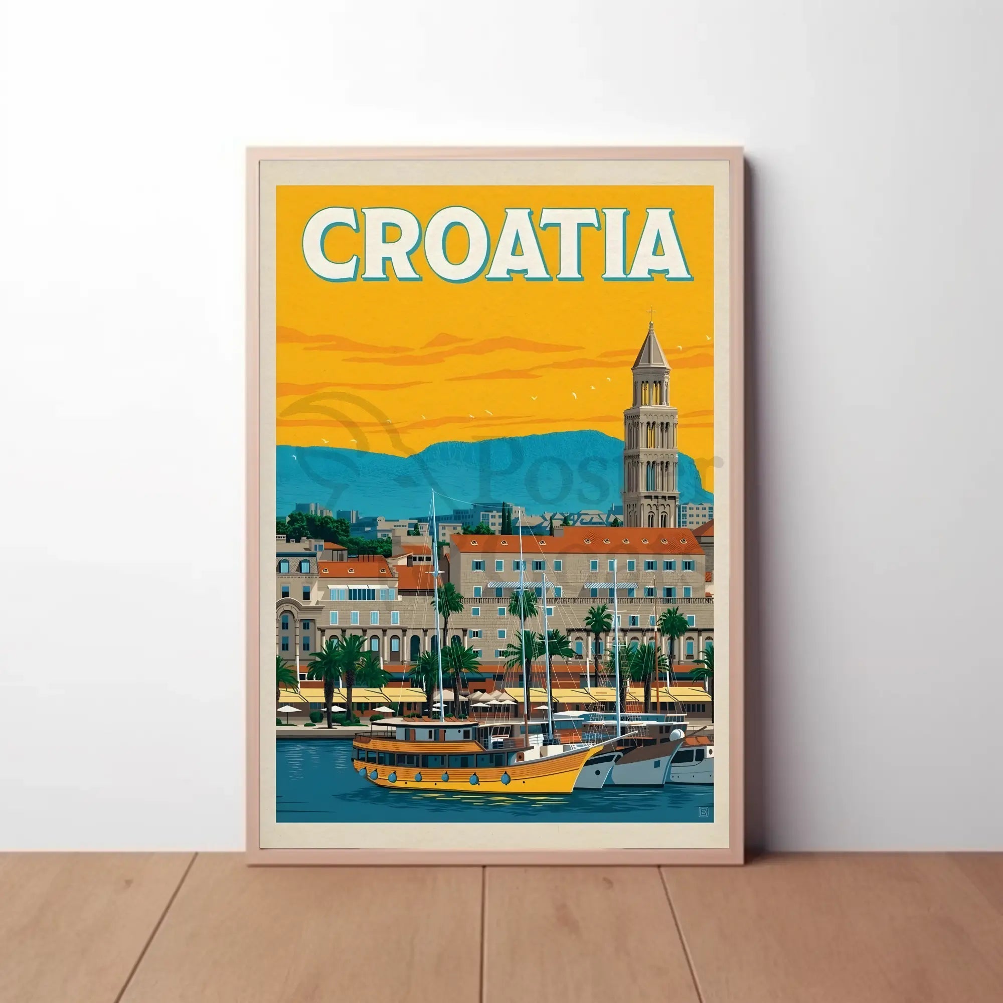 Croatia Coastal Cityscape Travel Poster PosterGoat