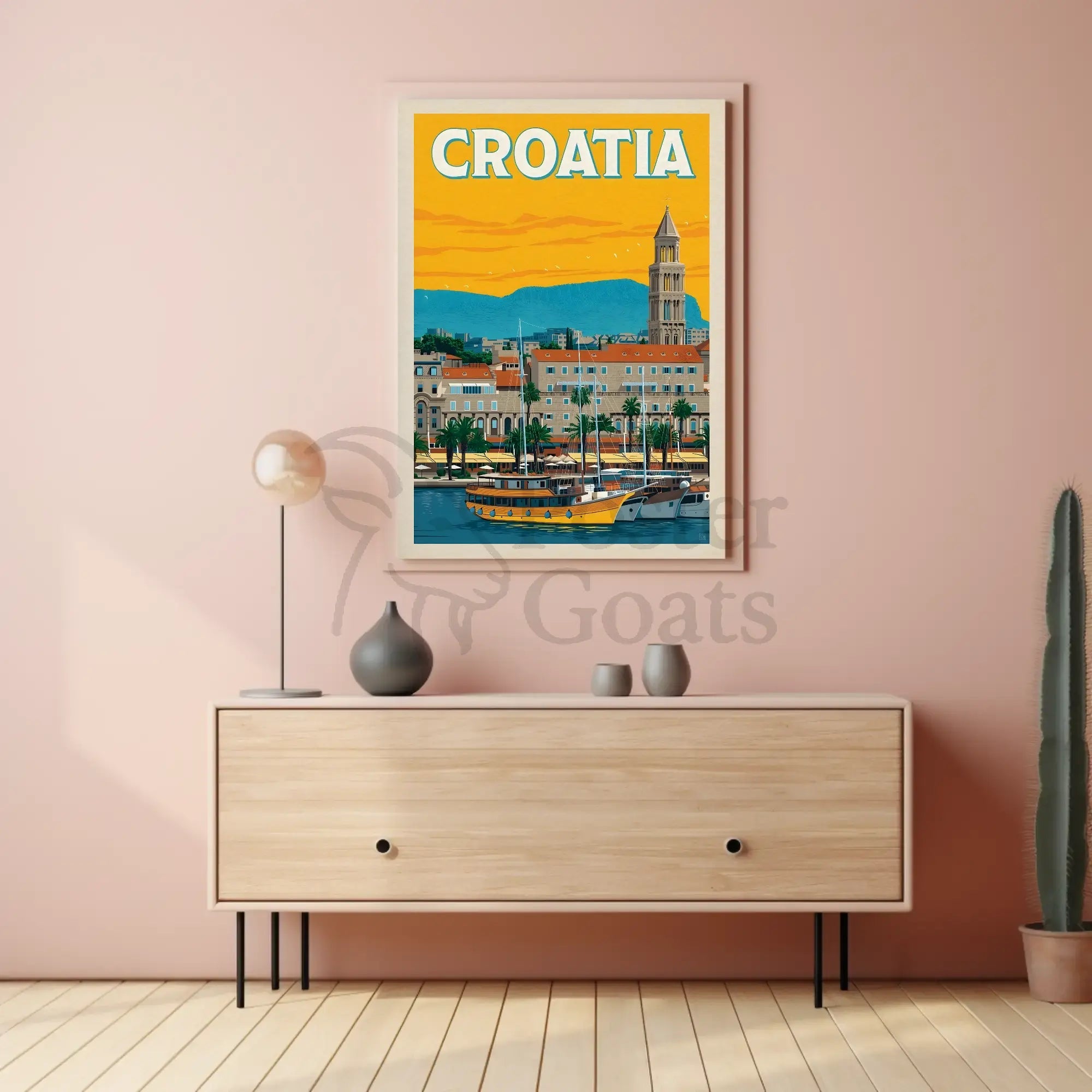 Croatia Coastal Cityscape Travel Poster PosterGoat