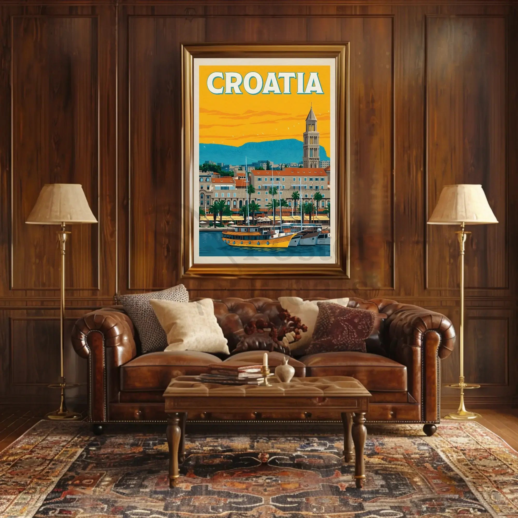 Croatia Coastal Cityscape Travel Poster PosterGoat