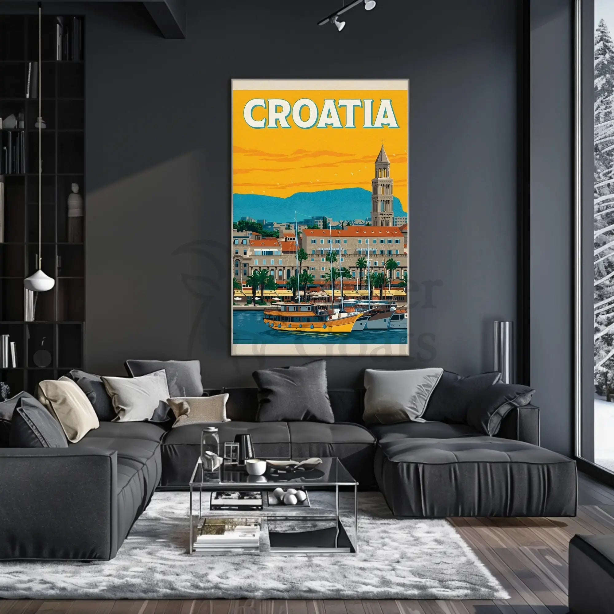 Croatia Coastal Cityscape Travel Poster PosterGoat
