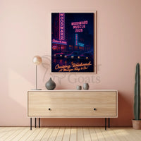 Cruising Woodward Avenue: Retro Neon Car Culture Poster PosterGoat