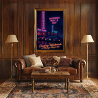 Cruising Woodward Avenue: Retro Neon Car Culture Poster PosterGoat