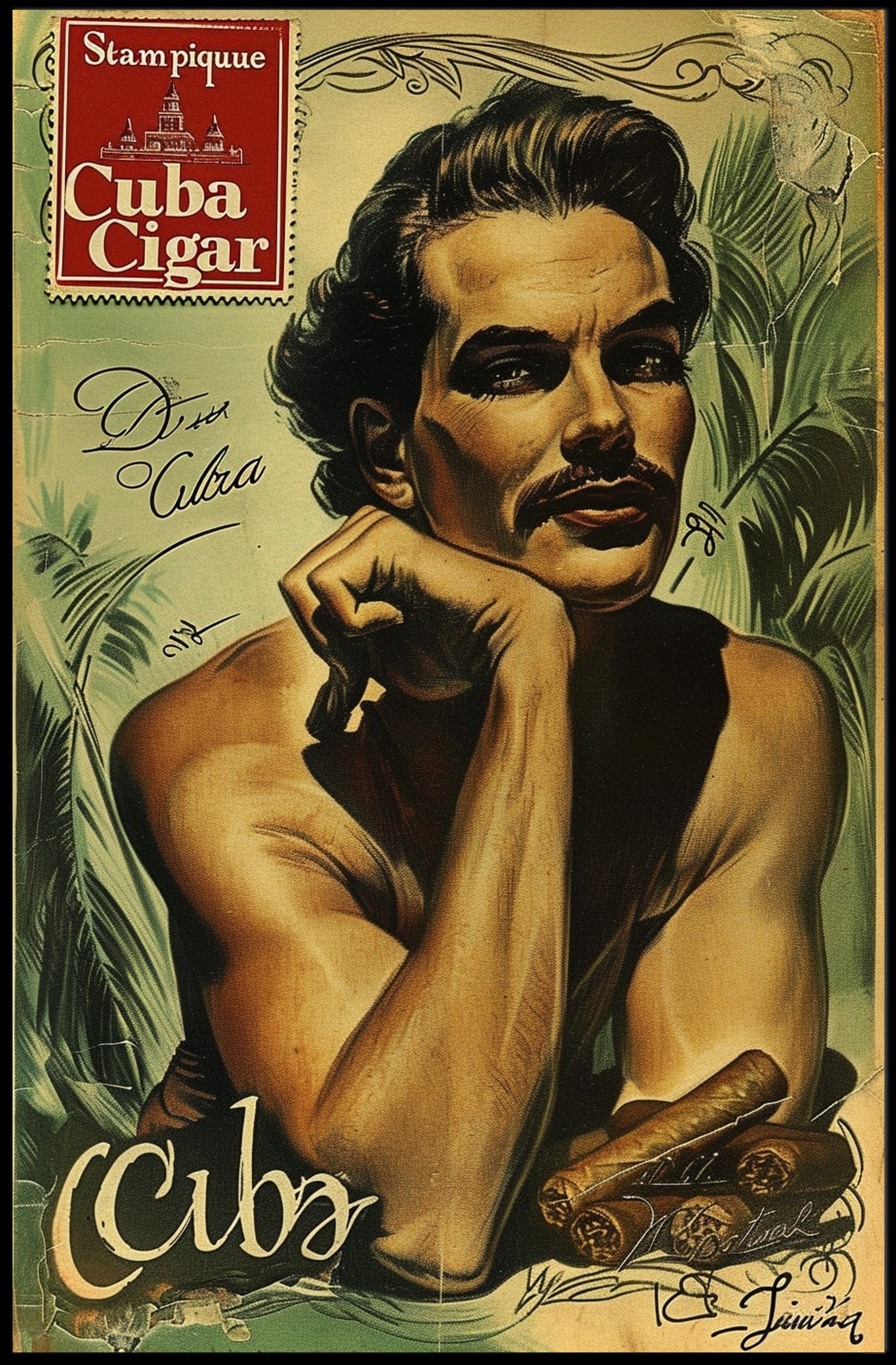 Cuban Elegance Vintage-Style Artistic Poster PosterGoat