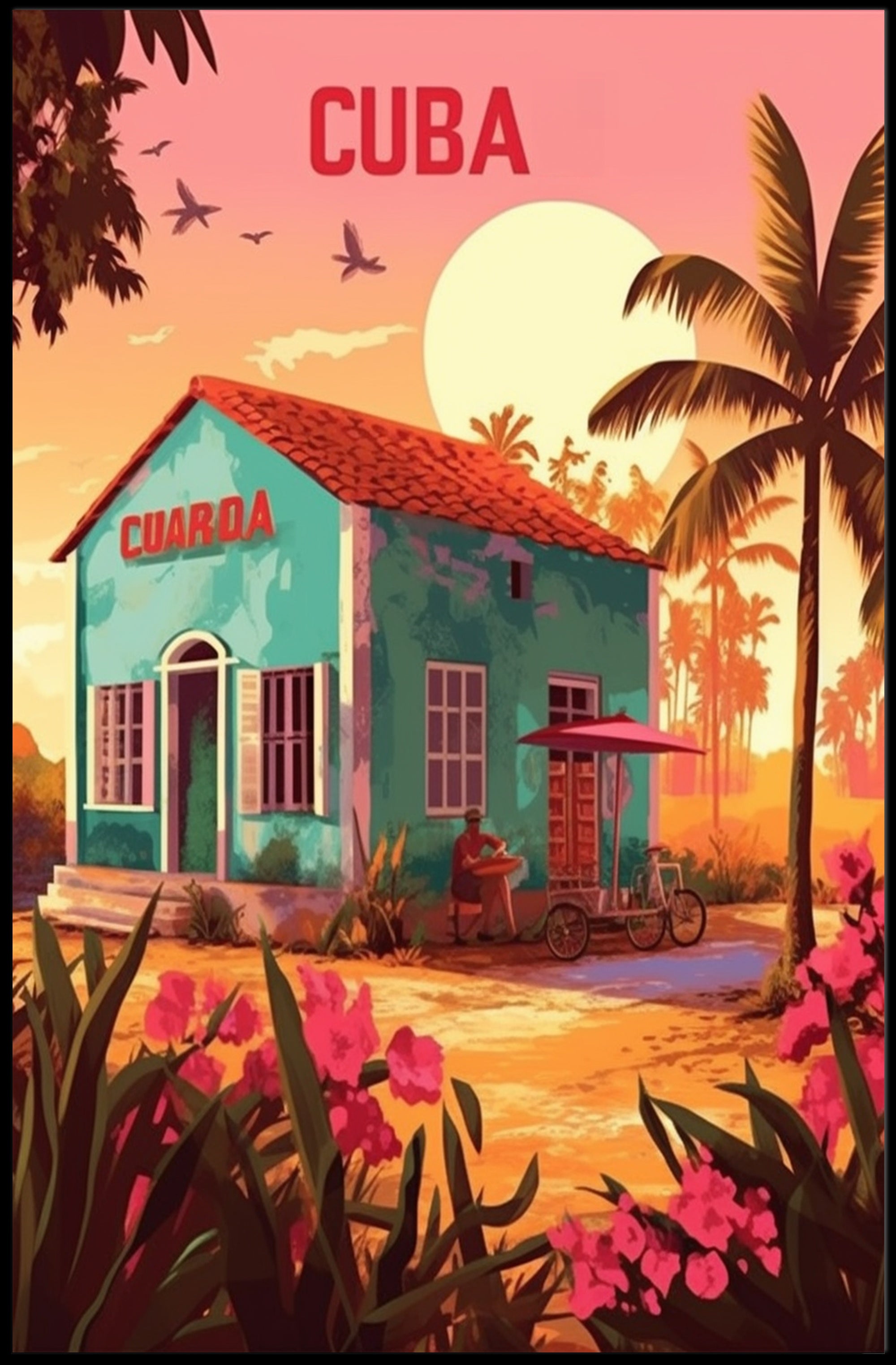 Cuban Sunrise Travel Poster PosterGoat