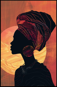 Cultural Silhouette Art in Harmony with Sun Poster PosterGoat