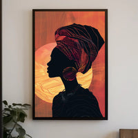 Cultural Silhouette Art in Harmony with Sun Poster PosterGoat
