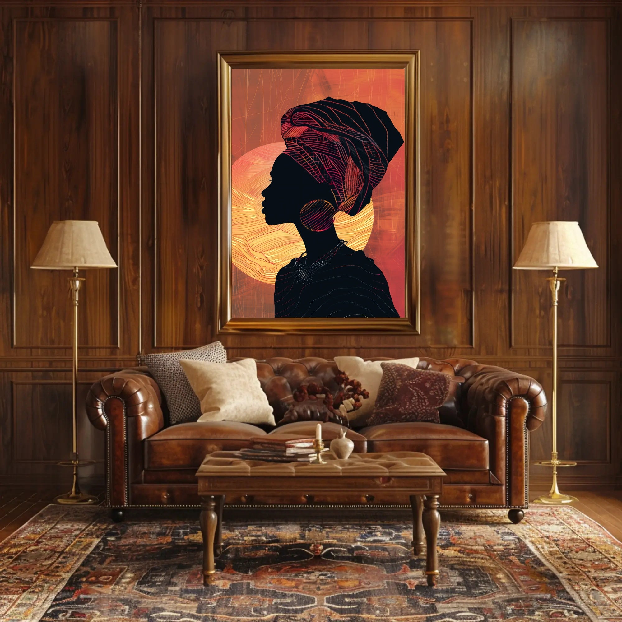 Cultural Silhouette Art in Harmony with Sun Poster PosterGoat