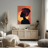Cultural Silhouette Art in Harmony with Sun Poster PosterGoat