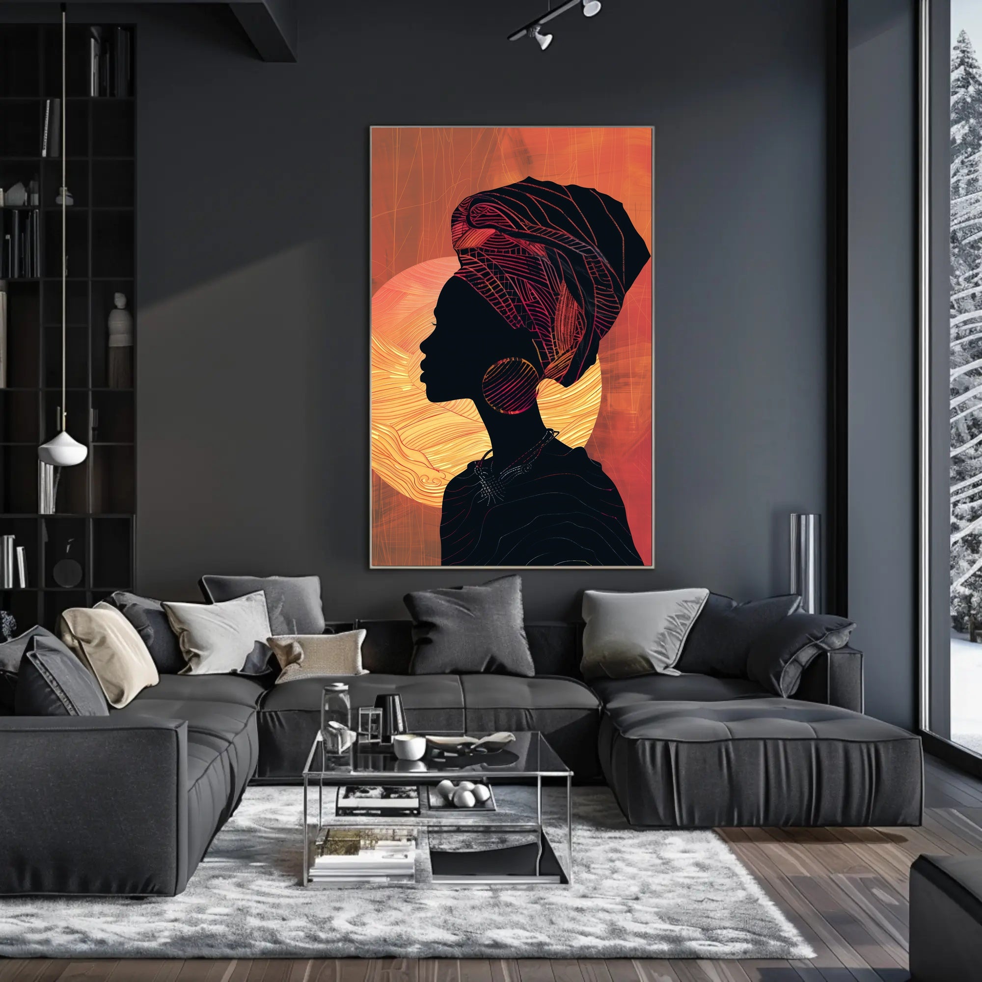 Cultural Silhouette Art in Harmony with Sun Poster PosterGoat