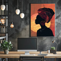 Cultural Silhouette Art in Harmony with Sun Poster PosterGoat