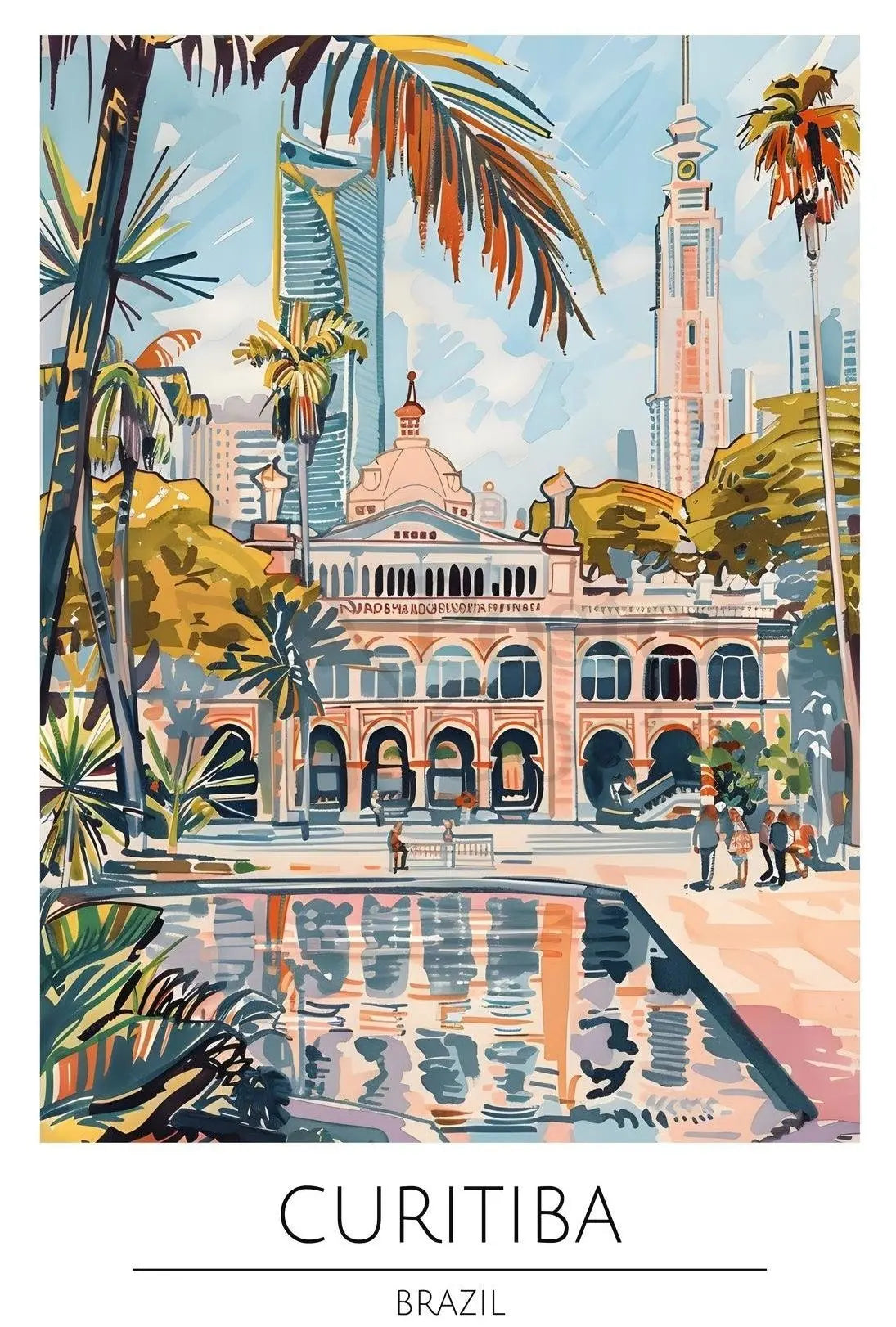 Curitiba Brazil Cityscape Travel Poster PosterGoat