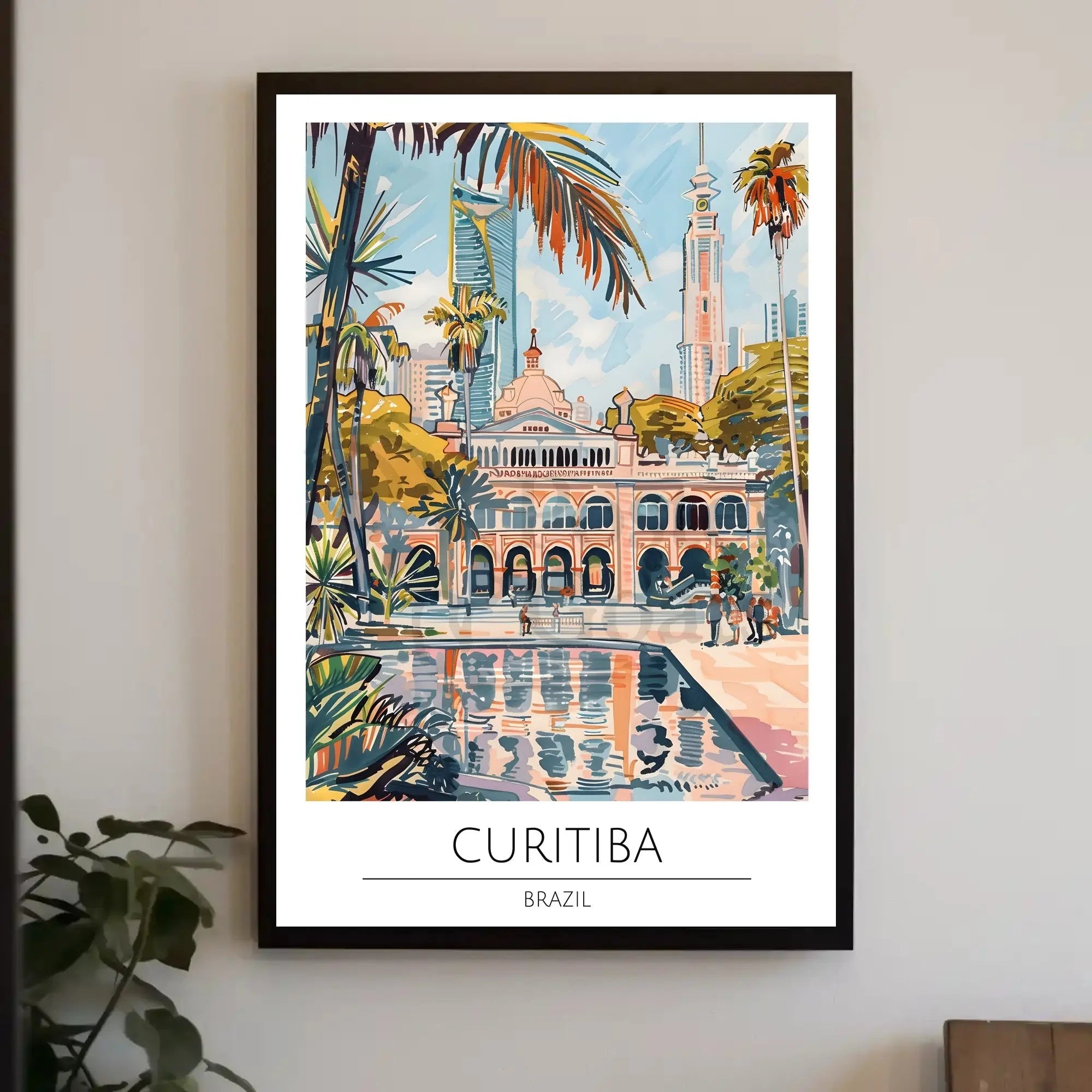 Curitiba Brazil Cityscape Travel Poster PosterGoat