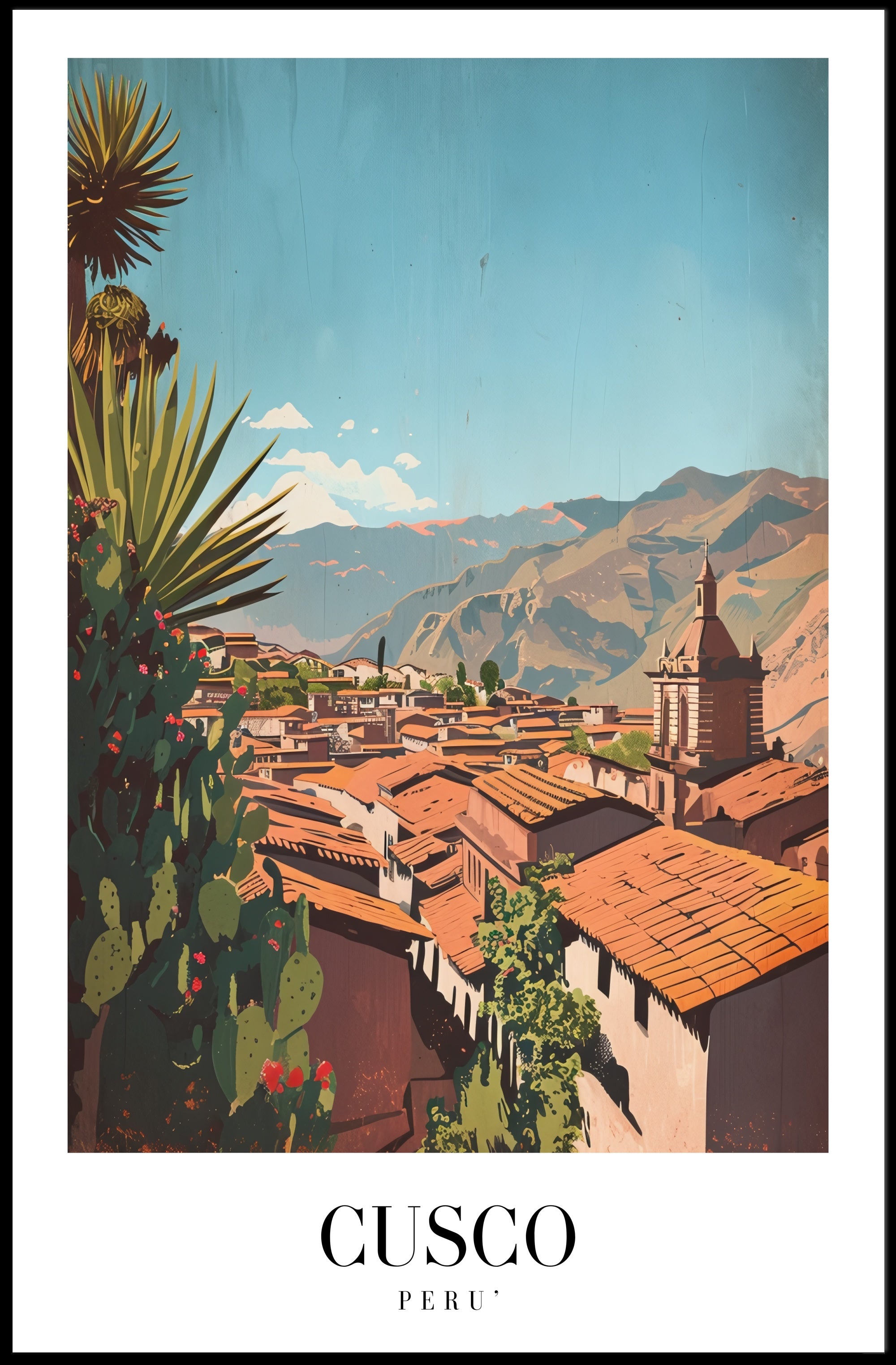 Cusco Cityscape Art: Andes Mountains Travel Poster PosterGoat