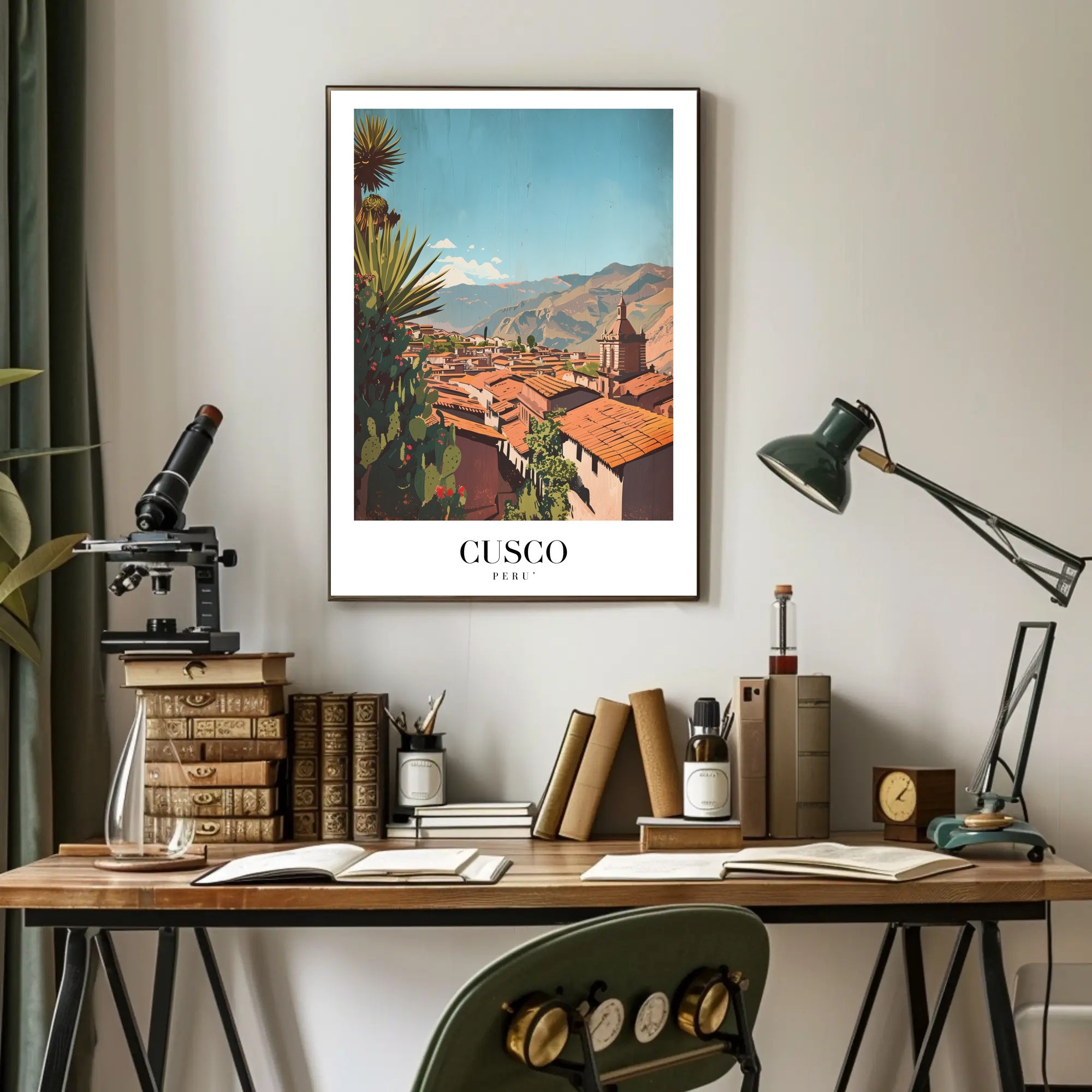Cusco Cityscape Art: Andes Mountains Travel Poster PosterGoat