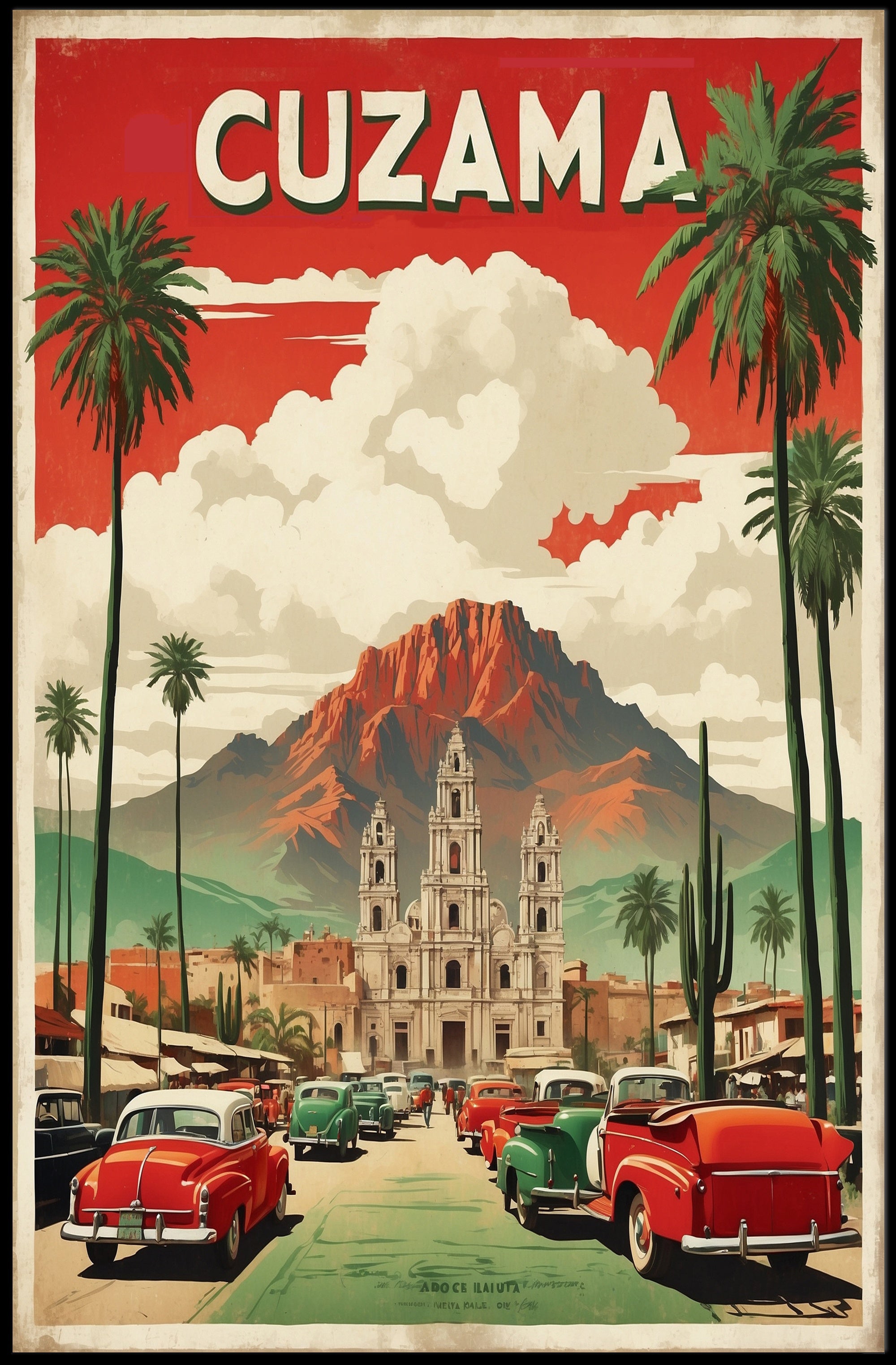 Cuzama Cathedral Vintage Artistry Cultural or Heritage Poster PosterGoat