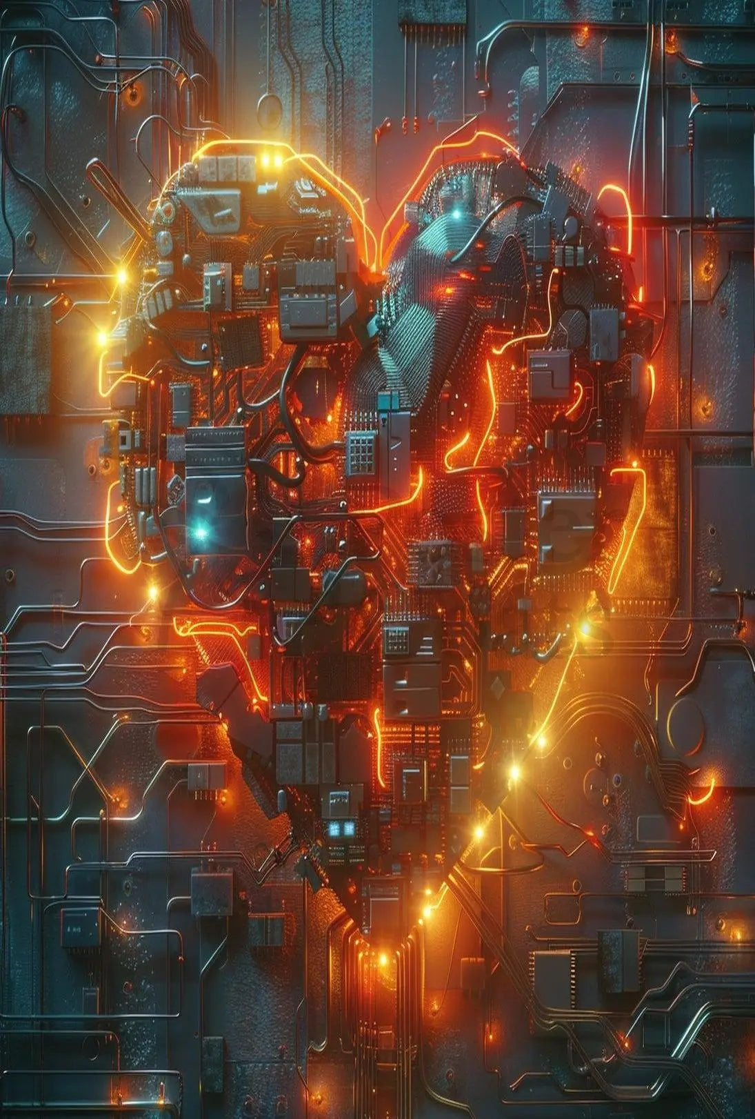 Cybernetic Heart Circuitry: Futuristic Sci-Fi Poster PosterGoat