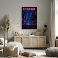 Cyberpunk Cityscape Neon Lights Futuristic Sci-Fi Poster PosterGoat