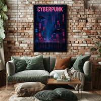 Cyberpunk Cityscape Neon Lights Futuristic Sci-Fi Poster PosterGoat
