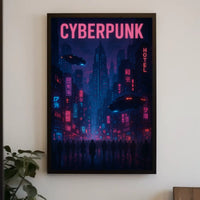 Cyberpunk Cityscape Neon Lights Futuristic Sci-Fi Poster PosterGoat