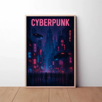 Cyberpunk Cityscape Neon Lights Futuristic Sci-Fi Poster PosterGoat