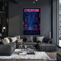 Cyberpunk Cityscape Neon Lights Futuristic Sci-Fi Poster PosterGoat