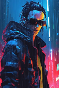 Cyberpunk Cityscape with Futuristic Vibes Futuristic Sci-Fi Poster PosterGoat