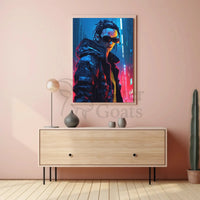 Cyberpunk Cityscape with Futuristic Vibes Futuristic Sci-Fi Poster PosterGoat