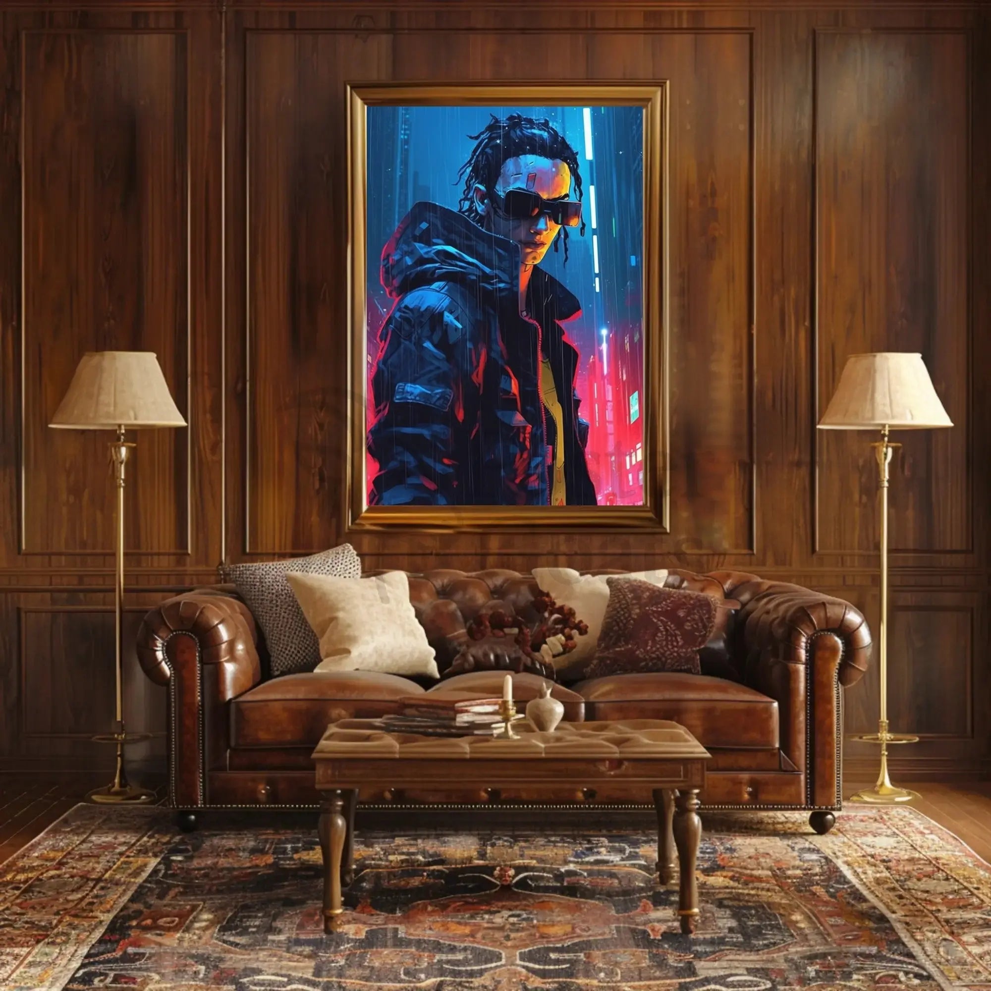 Cyberpunk Cityscape with Futuristic Vibes Futuristic Sci-Fi Poster PosterGoat