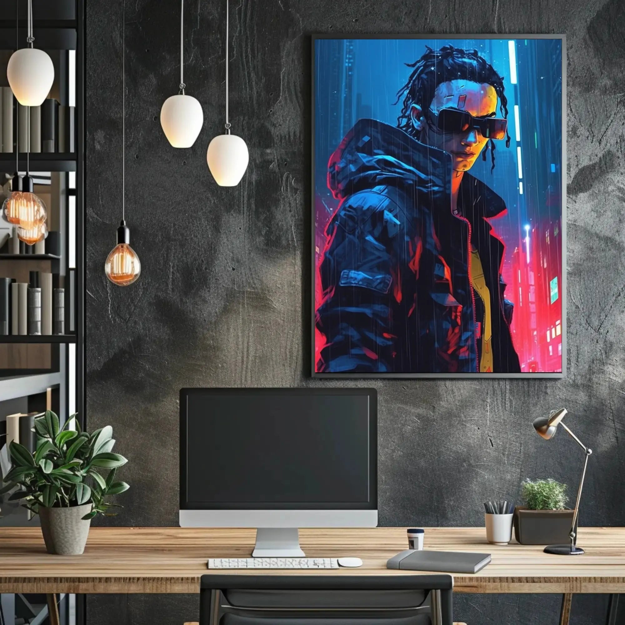 Cyberpunk Cityscape with Futuristic Vibes Futuristic Sci-Fi Poster PosterGoat