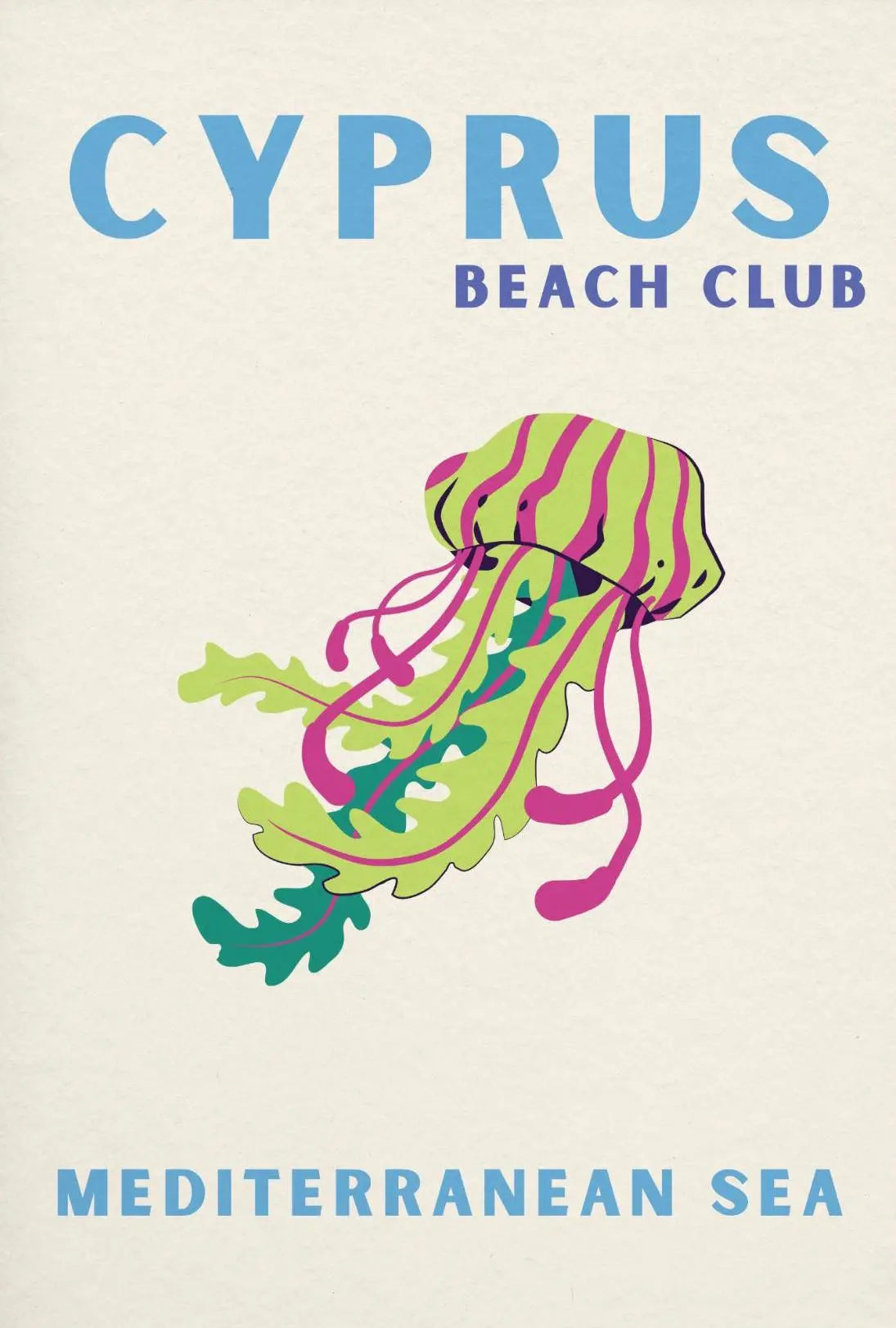 Cyprus Beach Club Retro Travel Poster PosterGoat