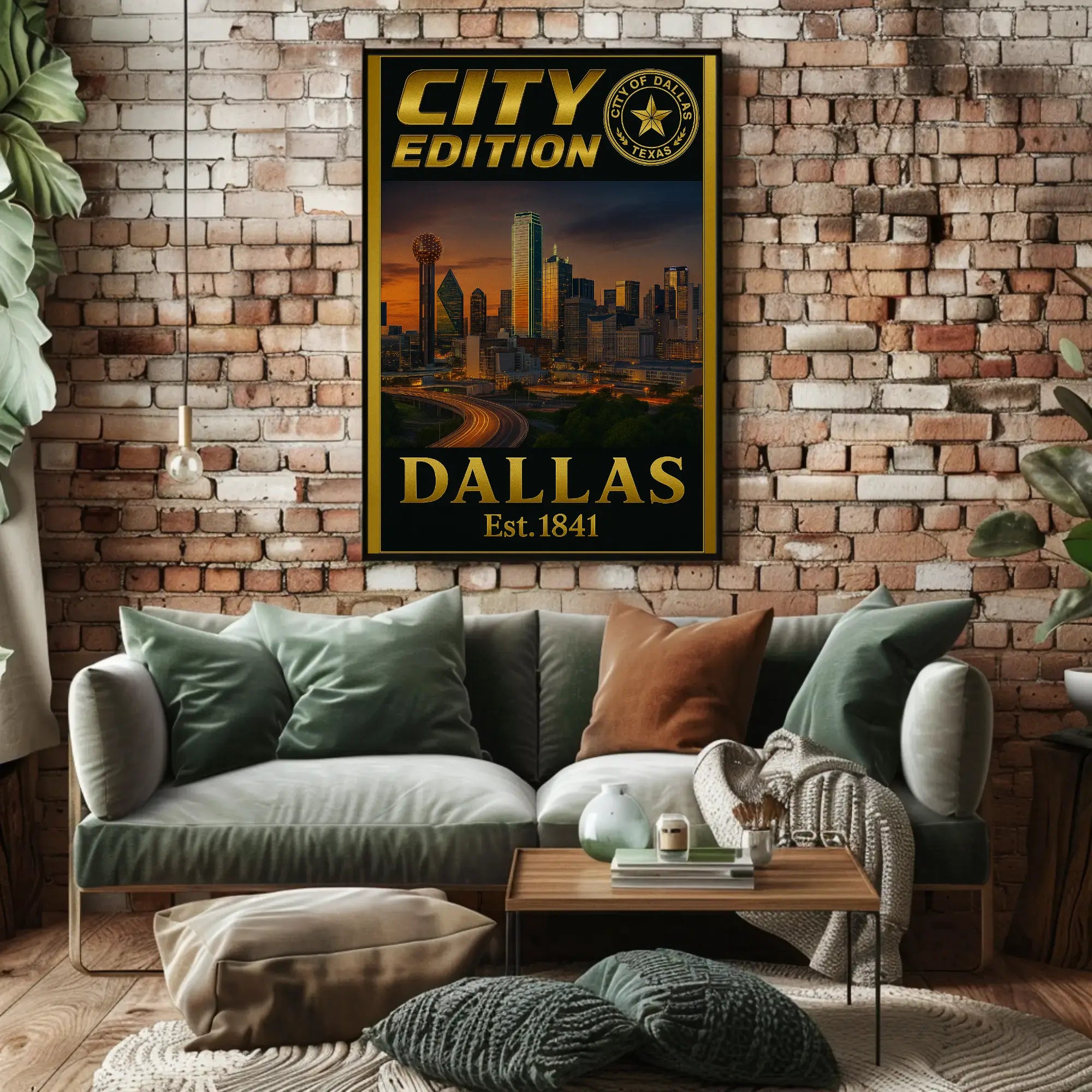 Dallas City Skyline Edition Travel Poster PosterGoat