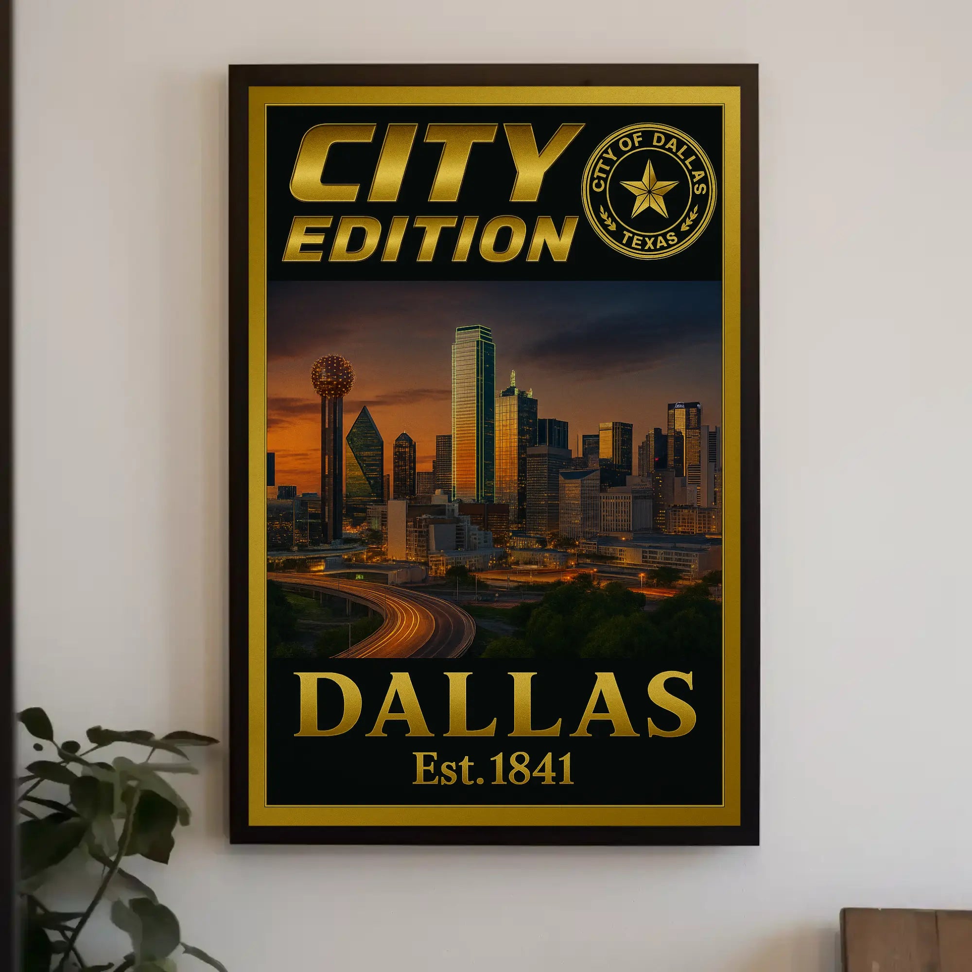 Dallas City Skyline Edition Travel Poster PosterGoat