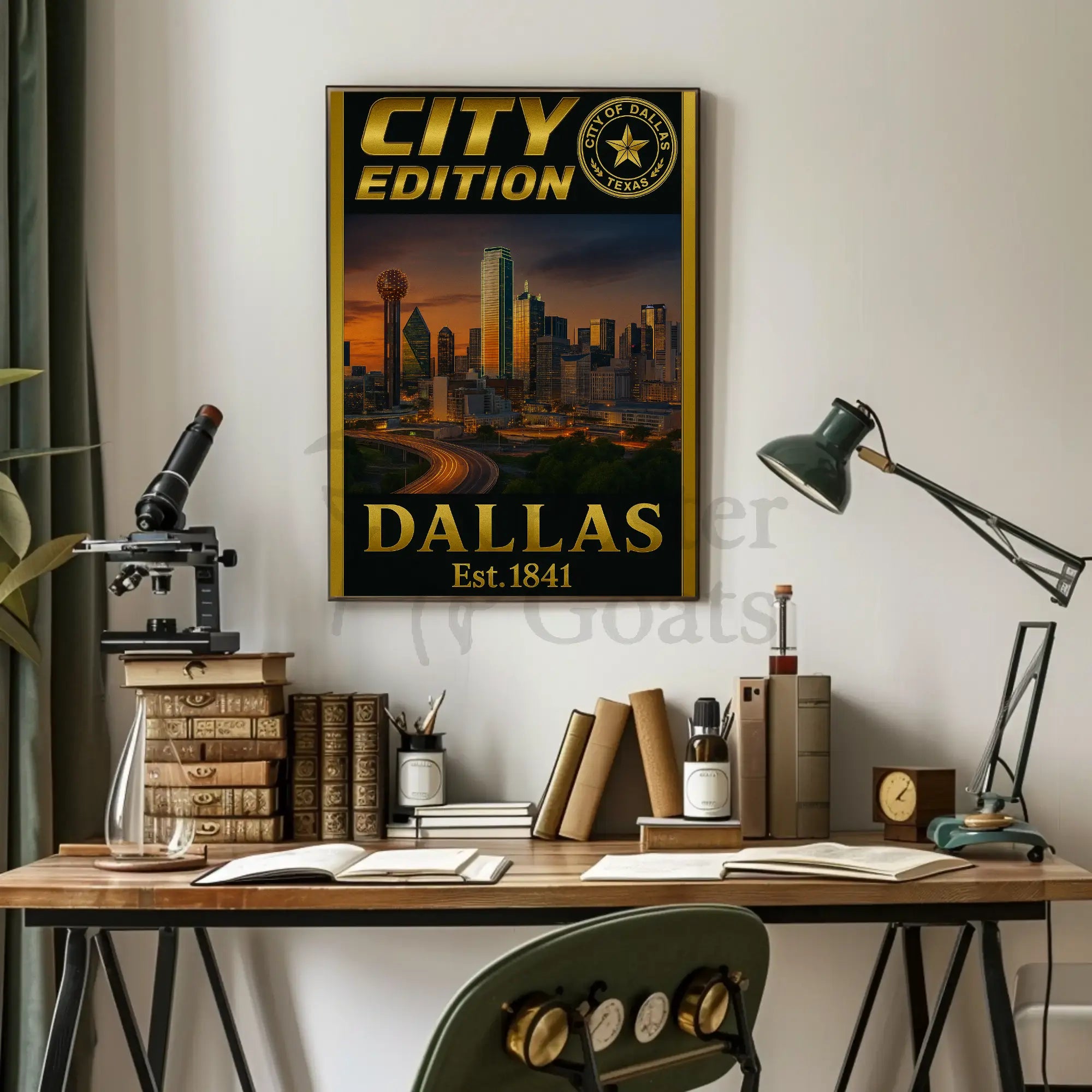 Dallas City Skyline Edition Travel Poster PosterGoat