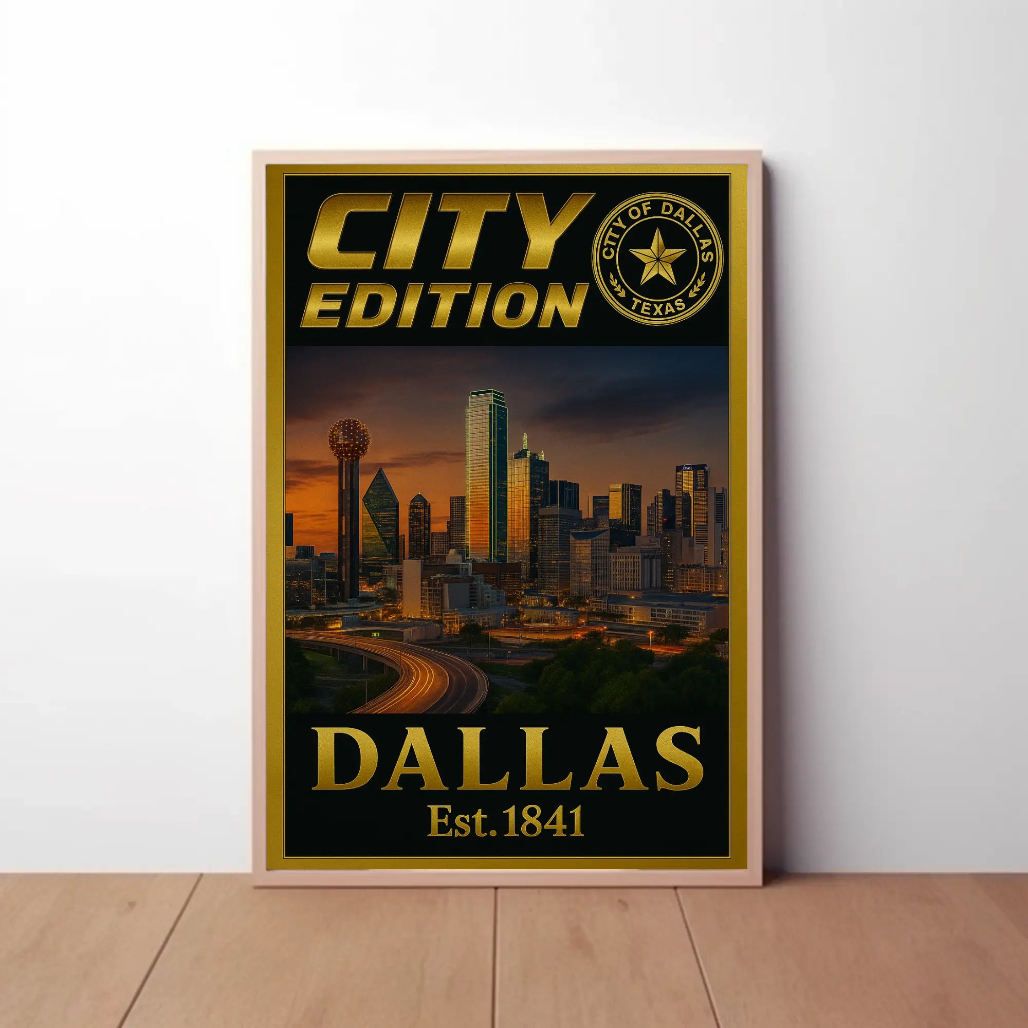 Dallas City Skyline Edition Travel Poster PosterGoat