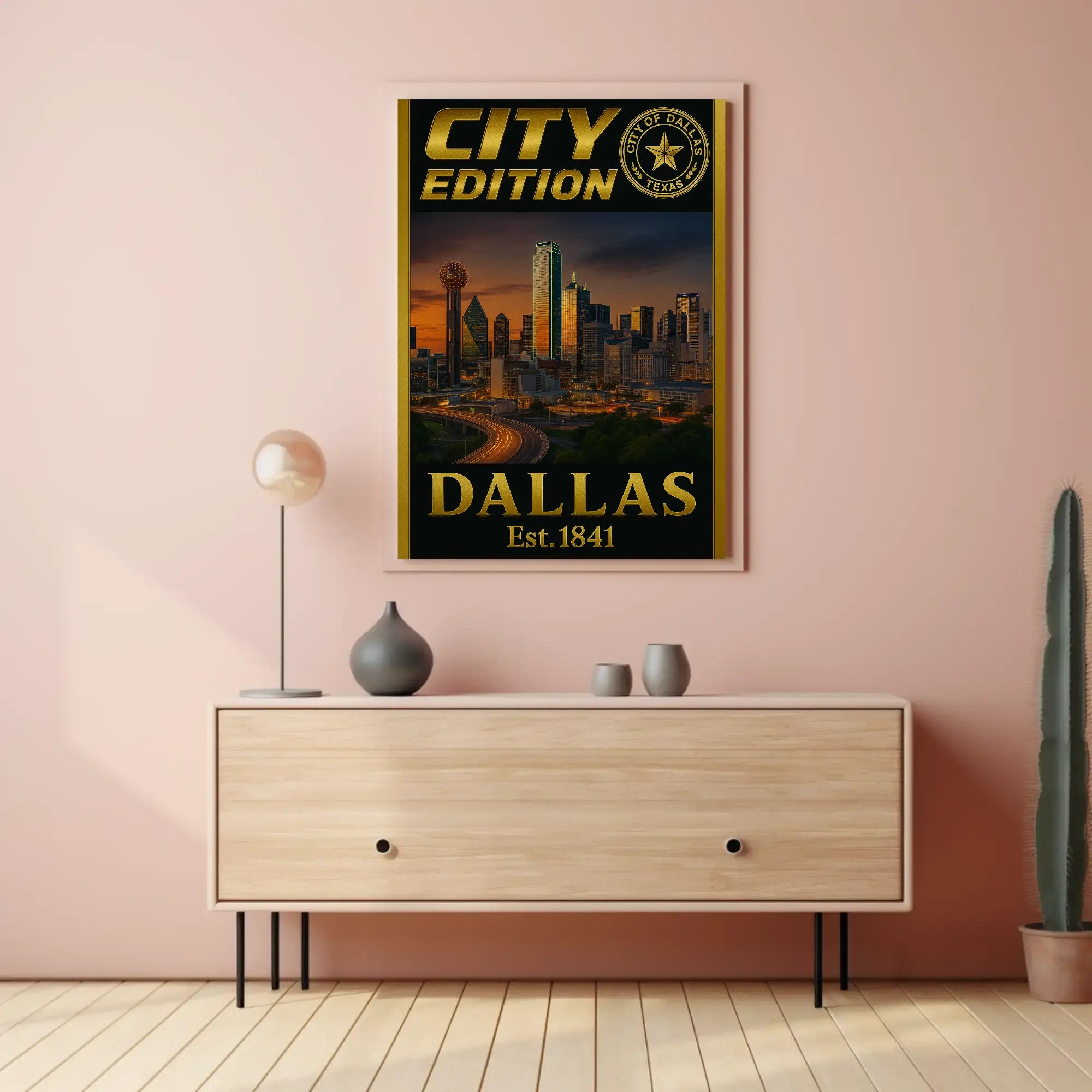 Dallas City Skyline Edition Travel Poster PosterGoat