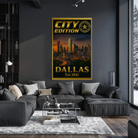 Dallas City Skyline Edition Travel Poster PosterGoat