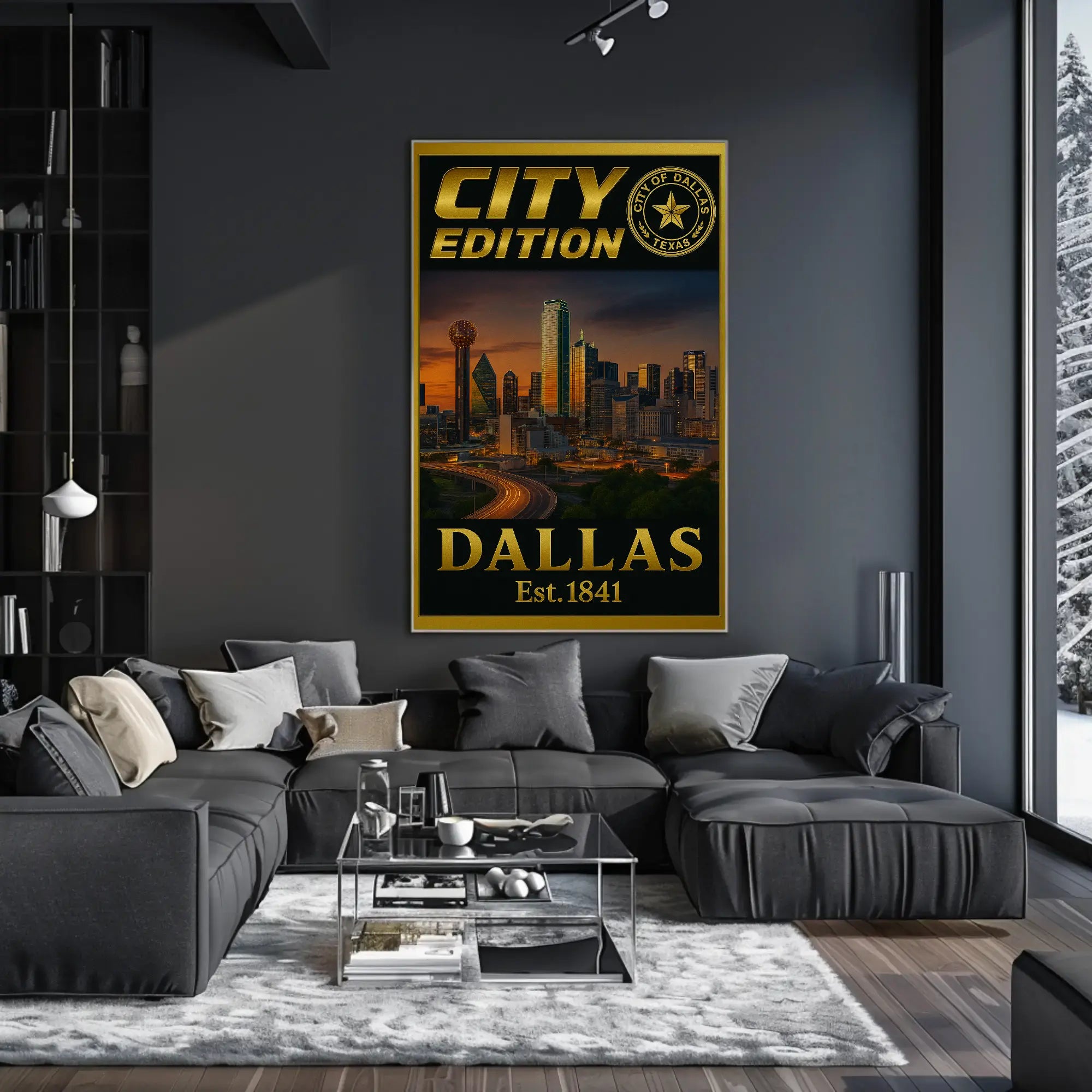 Dallas City Skyline Edition Travel Poster PosterGoat