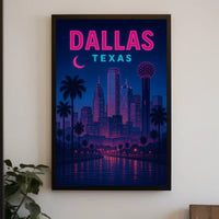 Dallas Skyline Retro-Futuristic Artistic Travel Poster PosterGoat
