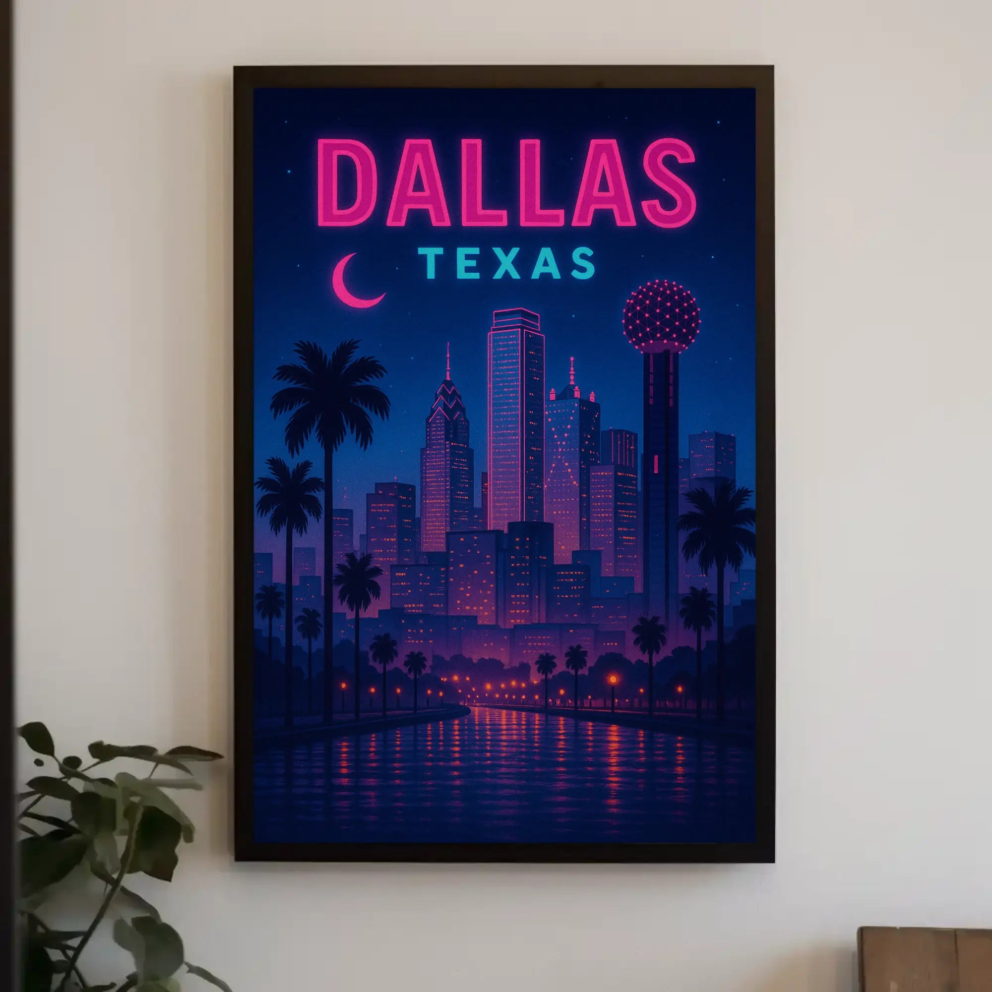 Dallas Skyline Retro-Futuristic Artistic Travel Poster PosterGoat