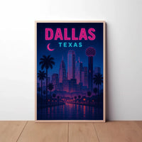 Dallas Skyline Retro-Futuristic Artistic Travel Poster PosterGoat